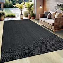 OTTO home Teppich OTTO HOME "Venedig auch als Läufer erhältlich" Gr. 1, schwarz, B:60cm H:4mm L:110cm, Kunstfaser, Teppiche, Teppich, In- und Outdoor geeignet, Sisal-Optik, Wetterfest & UV-beständig