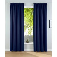 OTTO home Verdunkelungsvorhang OTTO HOME "Solana, Gardinen mit Kräuselband, Vorhänge, Wohnzimmer, modern" Gr. 5, blau (dunkelblau), B:140cm H:265cm, Polyester, Gardinen, 2er-Set Verdunklungsvorhang mit Thermofunktion, Bestseller, einfarbig
