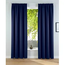 OTTO home Verdunkelungsvorhang OTTO HOME "Solana, Gardinen mit Kräuselband, Vorhänge, Wohnzimmer, modern" Gr. 5, blau (dunkelblau), B:140cm H:265cm, Polyester, Gardinen, 2er-Set Verdunklungsvorhang mit Thermofunktion, Bestseller, einfarbig