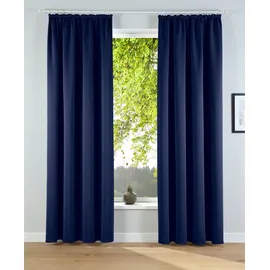 OTTO home Verdunkelungsvorhang OTTO HOME "Solana, Gardinen mit Kräuselband, Vorhänge, Wohnzimmer, modern" Gr. 5, blau (dunkelblau), B:140cm H:265cm, Polyester, Gardinen, 2er-Set Verdunklungsvorhang mit Thermofunktion, Bestseller, einfarbig