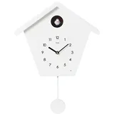 Cuco Clock Kuckucksuhr SCHWARZWALDHAUS 25 x 28,5 x 12cm, Pendeluhr Wanduhr, Moderne Schwarzwalduhr, Pendeluhr mit Nachtruhefunktion, Vogelgezwitscher, Vogelstimme