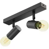ledscom.de E27 Vintage Decken-Leuchte FARE, Retro, schwarz, schwenkbar, 2-flammig +LED Lampen gold je max. je 778lm extra-warmweiß 3-Stufen Dimmen