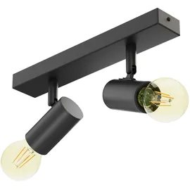 ledscom.de E27 Vintage Decken-Leuchte FARE, Retro, schwarz, schwenkbar, 2-flammig +LED Lampen gold je max. je 778lm extra-warmweiß 3-Stufen Dimmen