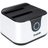 TooQ TQDS-802BW - Dockingstation Anschlussbasis mit doppeltem SATA Schacht für 2,5 und 3,5 Zoll Laufwerke, USB 3.0 und USB 2.0 Host, CLONE Funktion offline, Farbe weiß