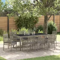 vidaXL Garten Essgruppe 9-tlg. Grau
