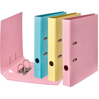 Falken Ordner Vanille-Gelb, Flamingo-Pink, Himmel-Blau Karton 5,0 cm DIN