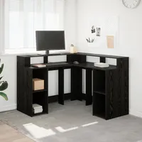 VidaXL Schreibtisch Schwarz-Eiche 130x130x91 cm Holzwerkstoff