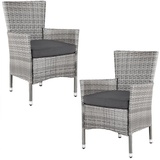 CASARIA Polyrattan Gartenstuhl 2er-Set Grau/Anthrazit Stapelbar
