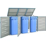 vidaXL Mülltonnenbox für 3 Tonnen 207 x 77,5 x 115 cm blau