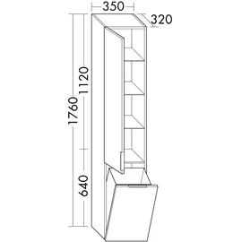 Burgbad Eqio Hochschrank 1-türig 176,0 x 35,0 x 32,0 cm Weiß Hochglanz/Eiche