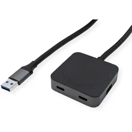 Value USB 3.2 Gen 1 Hub, (2x USB-A + 2x USB-C), mit Verlängerungskabel, 5 m