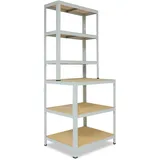 shelfplaza OFFICE 190x80x60 cm Werkbank Regal in lichtgrau mit 6 Böden und 145 kg Traglast pro Boden