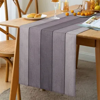 Tischläufer Grau Modern Küche Esstisch Dekoration für Drinnen und Draußen Urlaub Party Wohnzimmer Dekor Tischläufer 33 x 183 cm Qualitative Wohnzimmer Leinen Tischläufer Herbst Dunkelgrau Hellgrau