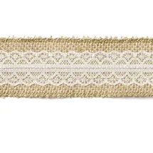 Partydeco Dekoband Spitze unifarben Braun/Weiß 5 cm x 5 m