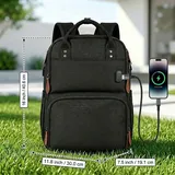 Laptop-Rucksack für Herren 15,6‐Zoll, mit isoliertem Kühlkompartiment, Kühlrucksack mit USB‐Ladeport, wasserdicht, Damen, Reise & Arbeit, Schwarz