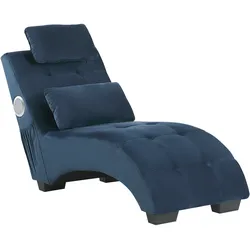 Chaiselongue Samtstoff mit Bluetooth Lautsprecher USB-Port blau SIMORRE