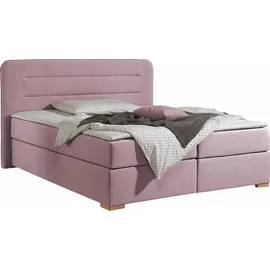 Home Affaire Boxspringbett HOME AFFAIRE "Manchester", rosa (rosé), B:200cm L:208cm, Strukturstoff-Bezug (100% Polyester), Komplettbetten, Boxspringbett, 5 Breiten, 3 Ausführungen, 2 Härtegraden, Topper, Steppung