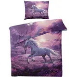 Generisch Bettwäsche 135x200 Pferde - Weißes Pferd Bettbezug 135 x 200 2er Set, Weiche & Angenehme Mikrofaser Bettbezüge & Kissenbezug 80x80, Bettwäsche-Sets mit Reißverschluss Y%-134