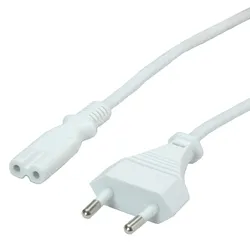VALUE Netzkabel Euro-Flachstecker auf C7, 2polig, weiß, 1,8 m
