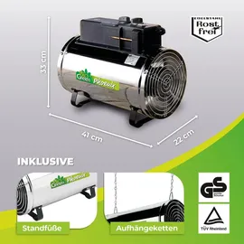 Bio Green BioGreen Gewächshausheizung Phoenix mit 3 Stufen bis 2800 Watt und 460 m3/h Luftumwälzung | Umluft-Modus | spritzwassergeschützt