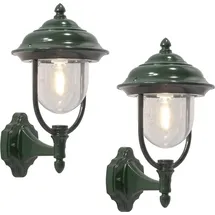 Konstsmide 2er-Set stehende Wandleuchte Laterne PARMA Aluminium grün, E27, IP43