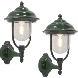 Konstsmide 2er-Set stehende Wandleuchte Laterne PARMA Aluminium grün, E27, IP43