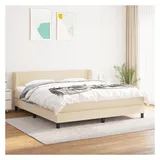 vidaXL Boxspringbett mit Matratze Creme 180x200 cm Stoff