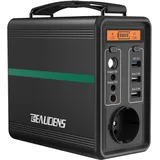 BEAUDENS Tragbare Powerstation 166WH, 150W (Surge 300W) Solar Generator Akku mit LiFePO4-Batterie, AC/ DC/ Car Lighter Port/ USB Ausgabe, Powerbank mit steckdose für Reise/Camping/Outdoors/Emergency