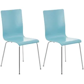 TPFLiving Besucherstuhl Peppo Holz Hellblau 2er Set