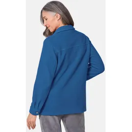 GOLDNER Kurzgröße: Lässige Wolljacke mit Hemdkragen in atlantikblau | Gr.: 20