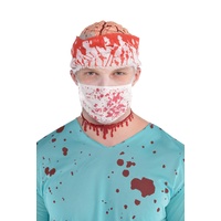 Amscan 847363-55 - Maske Blutiger Arzt, Einheitsgröße für Erwachsene, Weiß-Rot, blutverschmierte Stoffmaske für Chirurg, Pfleger, Ärztin, Mundschutz, Halloween, Karneval, Kostüm, Verkleidung