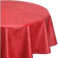 Wachstuchtischdecke abwischbar, OVAL RUND ECKIG, fleckenabweisende Gartentischdecke Marmorstein, zuschneidbare Wachstuch Tischdecke (Oval 130x180 cm, Rot)