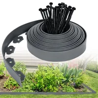Aufun Flexible Rasenkante aus Kunststoff 20mx5cm mit Erdanker Hellgrau
