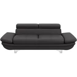 2-Sitzer COTTA "Enterprise", grau, B:218cm H:91cm T:104cm, Softlux-Kunstleder;Luxus-Kunstleder, Sofas, Big-Sofa, mit Armteilverstellung & Kopfteilverstellung