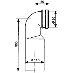 PE-Wand-WC-Anschlussbogen 90° (Ausführung: WC-Anschlussbogen 90° DN90/110)