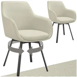 Tectake tectake® Armlehnstuhl - gepolstert, 360° drehbar, pulverbeschichtete Stahlbeine, 57 x 59 x 88 cm, Esszimmer, Stühle, Esszimmerstühle, Armlehnenstühle