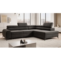 Möbel Punkt Wohnlandschaft Ecksofa Livorno Samt Grau Anthrazit mit Bett Bettkasten Kopfteilverstellung Bett Sofa