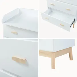 [en.casa] Wickelkommode Sarievn mit Wickelauflage 100x80x53 cm Weiß
