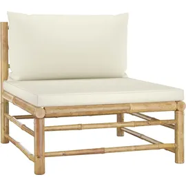 vidaXL Garten-Lounge-Set 5-tlg. Bambus cremeweiß