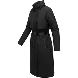 Navahoo Damen, Wintermantel warmer, Wasserabweisender Parka mit Kapuze und Taillengürtel Waldbummler 14 Black Gr. S - S