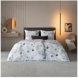 Estella Mako Interlock Jersey Bettwäsche Lunaria silber 160x210 cm + 65x100 cm - grau;blau