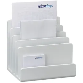 Relaxdays Dokumentenhalter Bambus, Briefablage, 5 Fächer Ordnungssystem, Schreibtisch Organizer HBT 23x24,5x20,5cm, weiß