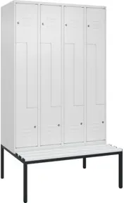 C+P Z-Spind Classic PLUS, Bank, 8 Fächer, 2120x1200x815mm, 9016/9016 Verschluss Zylinderschloss Sitzbanktyp untergebaut Material Sitzfläche Kunststoff