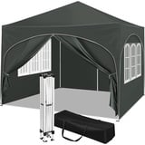 Woltu Pavillon, Faltpavillon 3x3 m, mit 4 Seitenwänden, Partyzelt wasserabweisend UV-Schutz 50+, höhenverstellbarer Gartenpavillon, mit Tragetasche, für Outdoor Garten Camping Grau