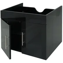 Mendler Waschbeckenunterschrank HWC-D16, Waschtischunterschrank Waschtisch Unterschrank Badmöbel, FSC® hochglanz 60cm ~ schwarz