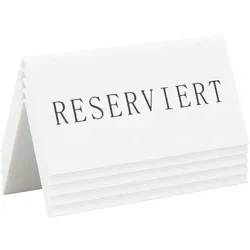 Securit® Tischaufsteller "Reserviert" – Weißes Acryl – Schwarze Schrift – 5er-Set