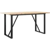 Esstisch O-Gestell 160x80x75,5 cm Massivholz Kiefer & Stahl - Braun/Bunt