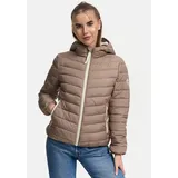 Damen S-3XL Steppjacke Integrierter mit Schlaufe nicht abnehmbar Warme Frauen B994 L T-Grey L