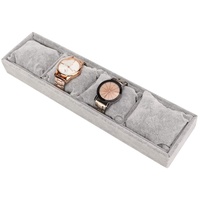 Cyrank Uhrenbox, 4 Fächer, Uhrenhalter, Uhrenetui, Uhren-Organizer-Tablett mit weichem Kissen für die Anzeige von Uhrenarmbändern