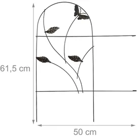 Relaxdays Beetzaun, 5-teilige Beetumrandung für Garten, Dekozaun Metall, Schmetterling Design, HxB: 46 x 250 cm, schwarz